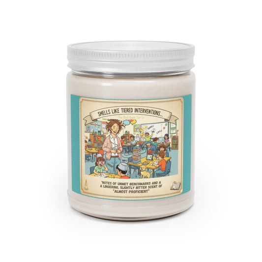 Smells Like Tiered Interventions Candle: Scented Soy Candles with White Lid, 9oz