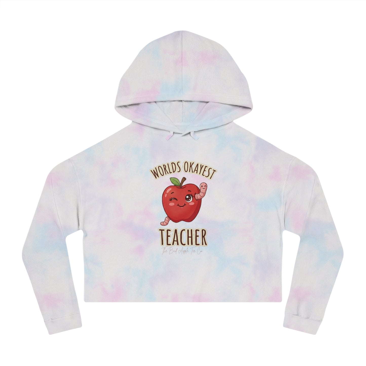 Cropped Hoodie "World's Okayest Teacher" Cute Apple Gift for Teachers