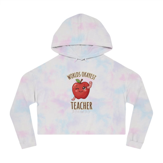 Cropped Hoodie "World's Okayest Teacher" Cute Apple Gift for Teachers